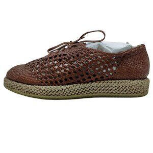 New Defect- Ferragamo Woven Brown Dress Men's Lace-up Woven Oxford Shoes Derby